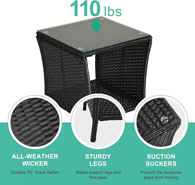 HomVent Patio Wicker Rattan Side Table - Photo 5