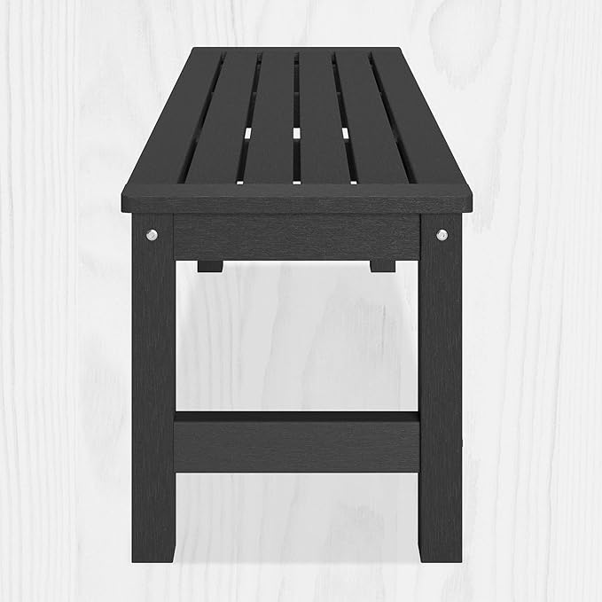 48" HDPE Outdoor Bench, All-Weather & Fade-Resistant 2-Person Garden Bench, Low Maintenance Patio Bench for Garden, Porch & Patio,Black