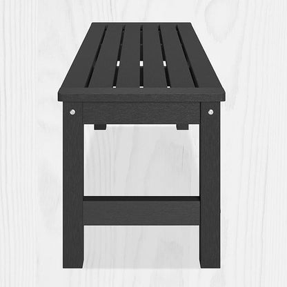 48" HDPE Outdoor Bench, All-Weather & Fade-Resistant 2-Person Garden Bench, Low Maintenance Patio Bench for Garden, Porch & Patio,Black