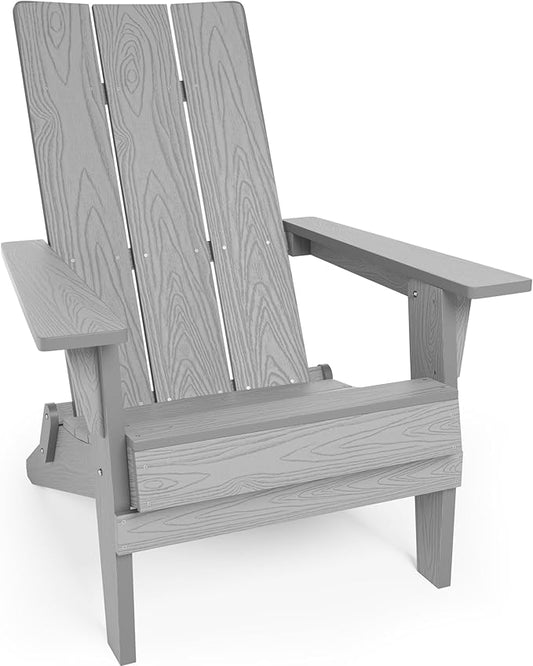 YEFU Adirondack Chairs Oversize Folding :400lb Weight Capacity - Plastic Adirondack Chairs - High Back Modern Like Wooden - All-Weather Use for Outdoor/Patio/Fire Pit/Garden/Camping - (Grey)