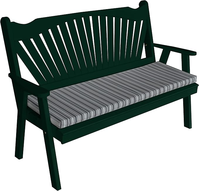 Furniture Barn USA Pine 4' Fanback Garden Bench, Dark Green