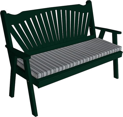 Furniture Barn USA Pine 5' Fanback Garden Bench, Dark Green