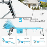 Tangkula Tanning Chair with Face Hole, Patio Folding Adjustable Reclining Beach Sunbathing Lounge Chair with Side Pocket - Photo 6