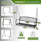 ZIMTOWN 2-Person Metal Porch Swing, 47-Inch Wide Hanging Bench，Heavy Duty Hanging Chair with 64.9" Adjustable Chains - Photo 2