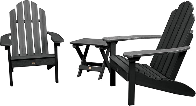 highwood Classic Westport Adirondack Chairs with Side Table, Black