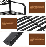 Outdoor Bench 47.5Inch - Powder Coated Steel Garden Bench with PVC Backrest, 400lb Capacity Patio Bench for Porch - Photo 6