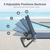 Domi Pool Lounge Chairs Set of 3, Aluminum Chaise Lounge Outdoor with Side Table - Photo 4