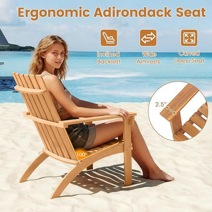 Giantex Adirondack Chairs Set of 2, Acacia Wood Fire Pit Chairs w/Inclined Seat, High Backrest, Ergonomic Outdoor Slatted Patio Chairs for Backyard, Poolside, Lawn, Porch
