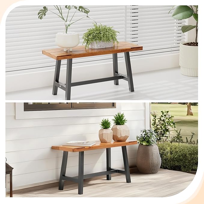 VINGLI Outdoor Bench with Metal Legs Rustic - Photo 7
