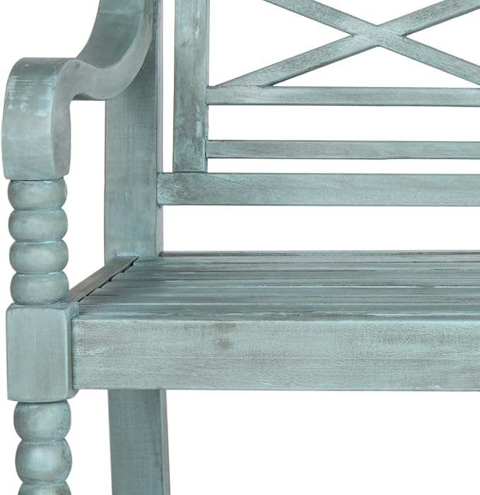 Safavieh Outdoor Collection Karoo Bench, Beach House Blue