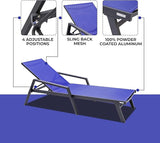 LeisureMod Marlin Patio Chaise Lounge Chair, Adjustable Outdoor Black Aluminum Lounge with Breathable Mesh Sling Back - Photo 4