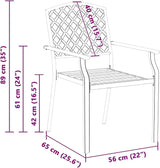Stackable Garden Chairs 2 Pack, Steel Outdoor Patio with Armrests, Anthracite Modern Dining Chairs for Terrace, Balcony - Photo 2