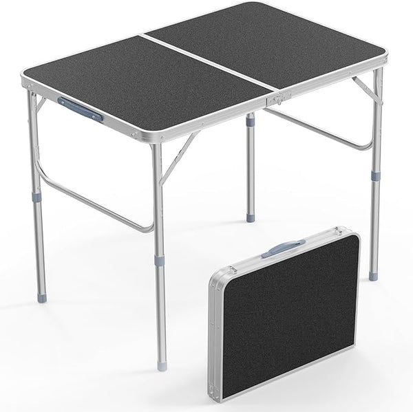 VINGLI 3FT Small Camping Table Adjustable Height Aluminum Folding Table for Picnic Party BBQ - Photo 1