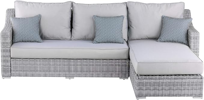 Elle Decor Vallauris Patio Outdoor Furniture Collection, Premium All Weather Wicker, Storage Sectional, Gray - Photo 4