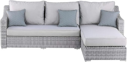 Elle Decor Vallauris Patio Outdoor Furniture Collection, Premium All Weather Wicker, Storage Sectional, Gray