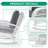 VIVIJASON 3-Piece Outdoor Conversation Bistro Set, Patio Wicker Rocking Chairs Rattan Furniture Sets w/ 2 Rattan Chairs - Photo 4