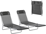 Outsunny 2 Piece Folding Chaise Lounge Chairs, Pool Sun Tanning Chairs with Reclining Back, Breathable Mesh Seat - Photo 1