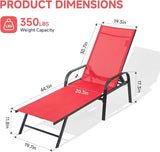 Simple Delxue Folding Chaise Lounge Chair with 5 Reclining Positions, Beach Recliner Chair with Armrests - Photo 2
