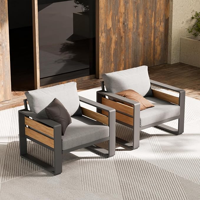ZANDOR Aluminum Outdoor Patio Furniture - 2 Pcs Armchair - Photo 1