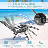 Zero Gravity Chair Set of 2, Folding Reclining zero gravity recliner lounge Chair 330lbs with Pillow and Cup Holder - Photo 4