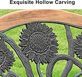 Outdoor Garden Bench, Weatherproof Park Bench, 1-Person Patio Bench with Backrest, Wood & Cast Iron - Photo 5