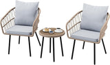 DWVO 3 Piece Patio Bistro Set, Patio Furniture Set Outdoor Wicker Bistro Rattan Chair Conversation Sets with Coffee - Photo 8
