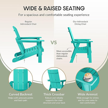 WestinTrends Ashore Outdoor Patio HDPE Plastic Modern Adirondack Dining Chair Turquoise