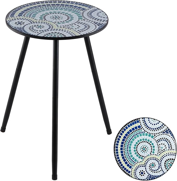 1 Pack Metal Outdoor Side Table Small Outside Round End Table for Patio Modern Accent Garden Corner Table for Small - Photo 1