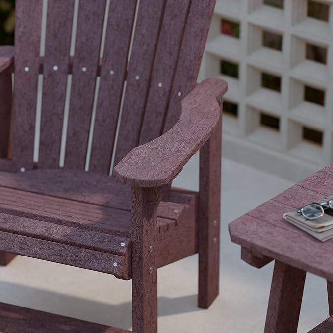 Wildridge Heritage Upright Adirondack Chair, Cherrywood - Outdoor All-Weather Poly Furniture for Patio, Deck, Yard