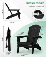 YEFU Adirondack Chair, Oversized Plastic Adirondack Chair Folding Outdoor Chairs with Cup Holder - Photo 3