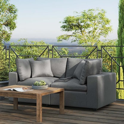 Modway Commix Outdoor Patio Overstuffed Loveseat in Charcoal