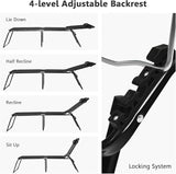 GYMAX Tanning Chair, Extra High Lounge Chair with Removable Pillow, Detachable Side Pocket & Adjustable Backrest - Photo 4