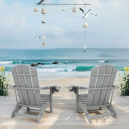 Folding Adirondack Chairs, Modern Plastic Adirondack Chair, All-Weather HDPE Fire Pit Chairs