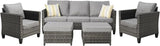 ovios Patio Furniture Set, 5 Pieces Outdoor Wicker Sofa Couch with Ottomans Comfy Cushions - Photo 8