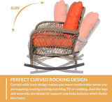 3 Pieces Outdoor Patio Bistro Rocking Chair Set, Rattan Patio Rocker Chairs Set with Cushions and Glass-Top Coffee Table - Photo 3