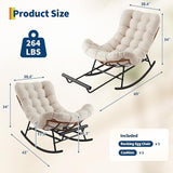 Outdoor Rocking Chair with Footrest, Oversized Patio Papasan Chairs with Cushion - Photo 2