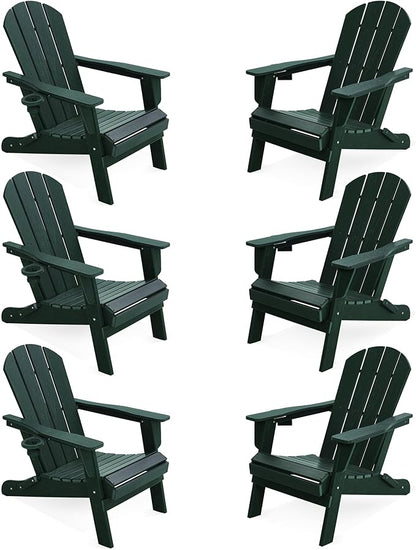 LOUNZY Folding Adirondack Chair Set of 6, Green