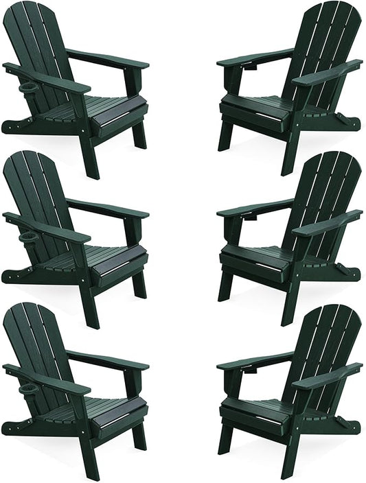 LOUNZY Folding Adirondack Chair Set of 6, Green