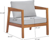 Merax 25" Acacia Solid Wood Outdoor Lounge Chair, Teak Finish Frame with Light Grey Cushion, Patio & Garden Chair - Photo 1