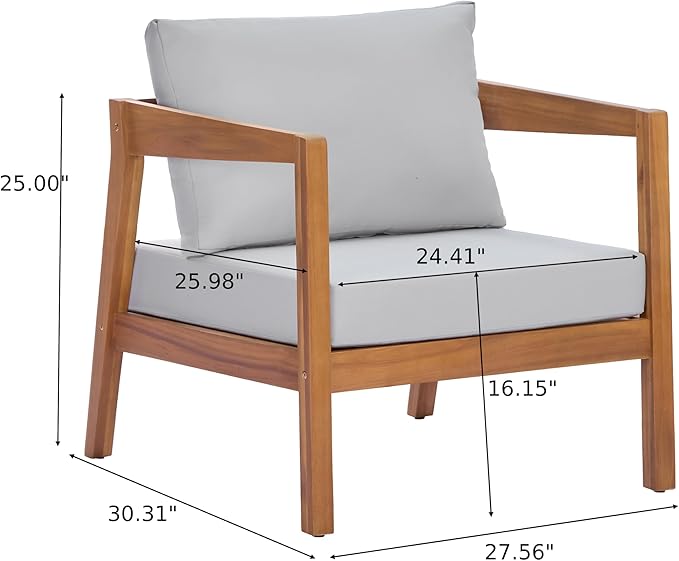 Christopher Knight Home Grice Acacia Wood Lounge Chair Outdoor with Removable Cushion - Photo 2