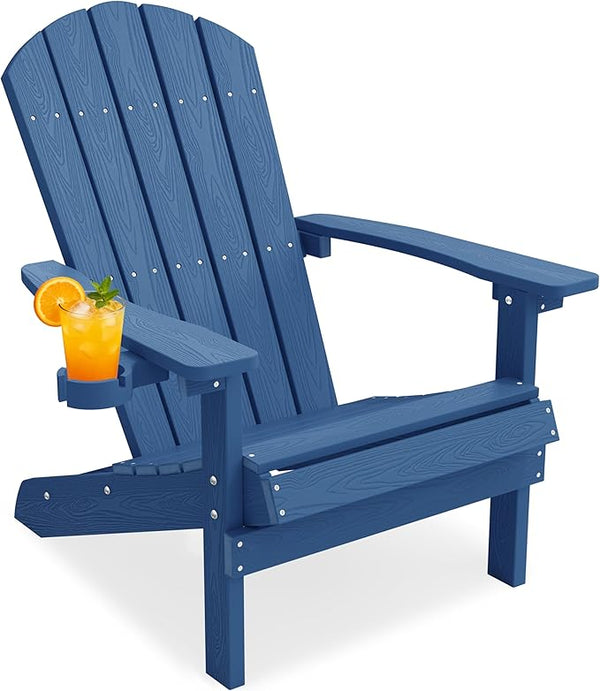YEFU Adirondack Chair Weather Resistant: Outdoor Chair HIPS Plastic Adirondack Chairs - Patio Chairs with Wood Texture - Photo 1