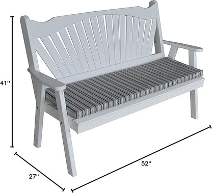 Furniture Barn USA Pine 4' Fanback Garden Bench, White