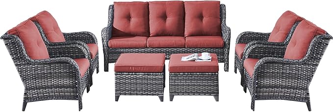 Rilyson Wicker Patio Furniture Chairs Set - 7 Piece Rattan Outdoor Sectional Conversation Sets with 1 Sofa - Photo 3