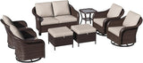 8 Piece Patio Wicker Conversation Set, All-Weather Use Outdoor Wicker Loveseat with 2 PE Rattan Ottomans, 4 Swivel Chair - Photo 8