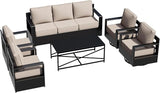 Outdoor Aluminum Furniture Set, 6-Piece Patio Conversation Set, 2 Swivel Chairs, 2 Chairs, 1 Sofa and 1 Table - Photo 1