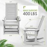 GREENVINES Outdoor Rocking Chair Set | 3-Piece | 2 Rocking Chairs with 1 Side Table | Porch Rocker | HDPE Plastic - Photo 3