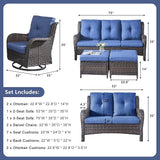 Rilyson Wicker Patio Furniture Set - 6 PC Rattan Outdoor Sectional Conversation Sets with 2 Rocking Swivel Chairs - Photo 5