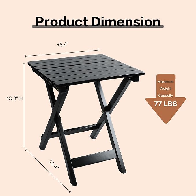 Wooden Rocking Chair for Adults 3 Piece Outdoor Furniture Set with Outside Side Table for Patio Porch Lounge Balcony, Black