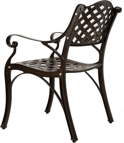 YUSING Outdoor Dining Chairs Set of 2, Cast Aluminum Metal Arm Chairs for Kitchen, Garden, Backyard