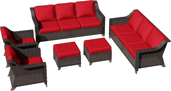6 Pieces Patio Conversation Furniture Set - 2 Sofas, 2 Armchairs, 2 Ottomans - Photo 7